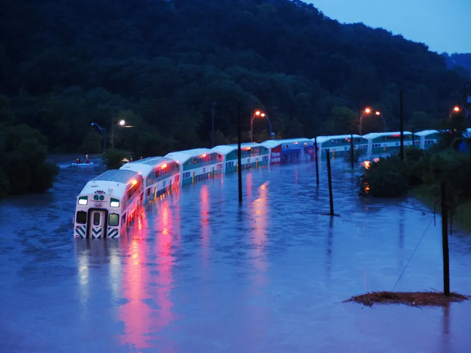 Flooded public-transit infrastructure